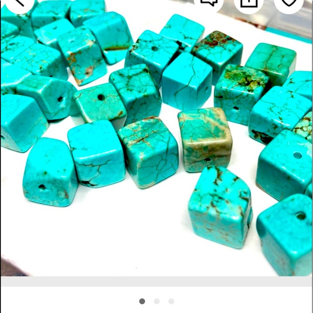 Lot 35 Turquoise Square Beads Chunky Jewelry Making Crafts Bracelet Necklace etc